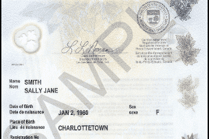 PEI Birth Certificate Authentication