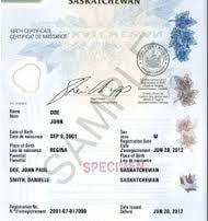 Authentification de Certificat de naissance de la Saskatchewan