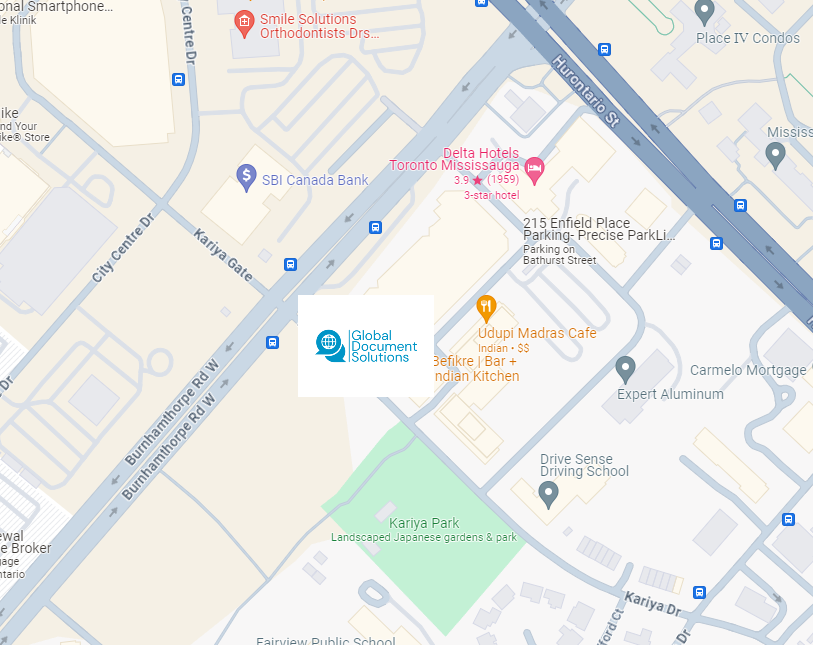 Mississauga Apostille office map