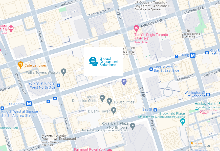 Toronto Apostille Service Office Map - Global Document Solutions Toronto Apostille Service Officee Map