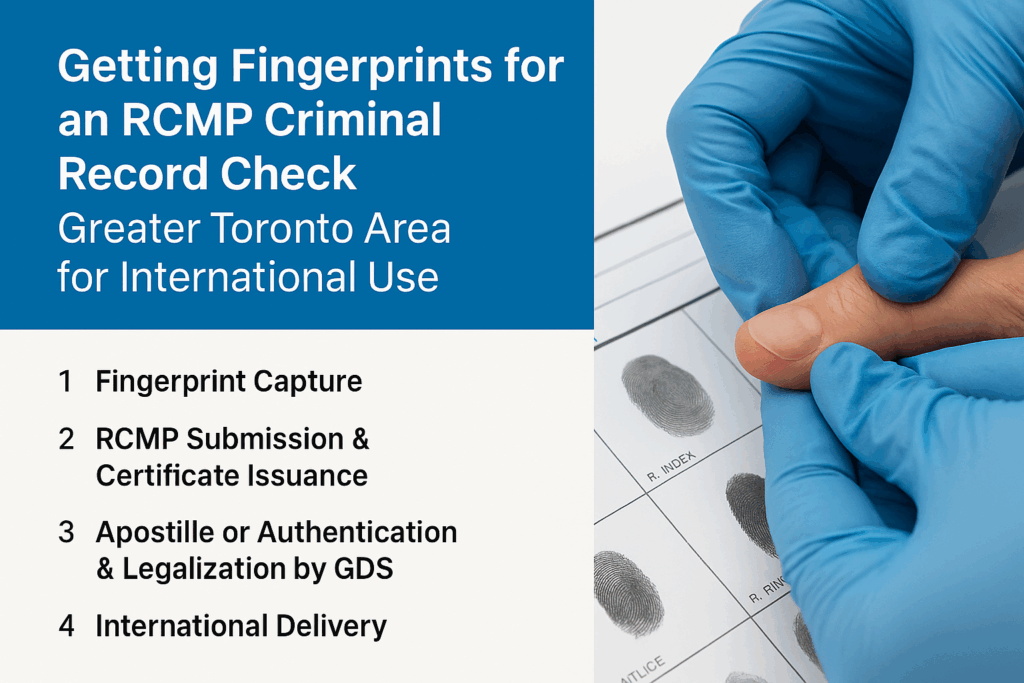 RCMP Fingerprinting & Apostille Services in Toronto